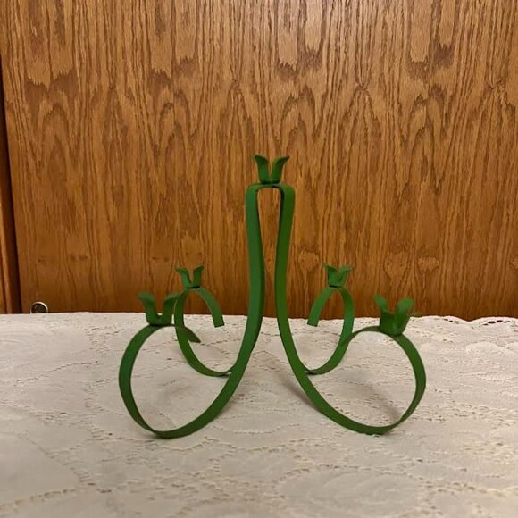 Vintage Green Mini Tabletop Metal Candelabra with holders for 5 candles. - Picture 1 of 2